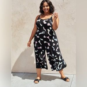TORRID black multi tie dye culotte jumpsuit. Size 1 (1X, 14-16). NWOT.